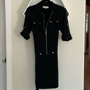 Michael Kors Black Long Sleeve Zipper Dress